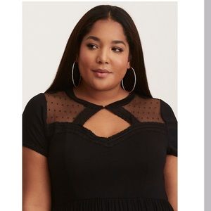 Black torrid Dot mesh Skater Dress 1 NWT